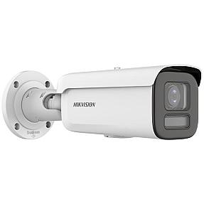 Hikvision DS-2CD2647G2HT-LIZS outdoor bullet camera showing night vision and ColorVu true color mode
