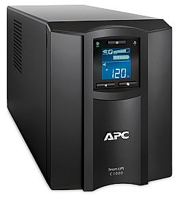 APC Smart-UPS C 1000VA tower UPS front view with LCD display