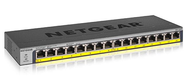 NETGEAR GS116PP, Gigabit Ethernet (10/100/1000), PoE, Unmanaged Switch