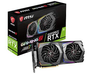 MSI GeForce RTX 2070 graphics card front view with dual fans