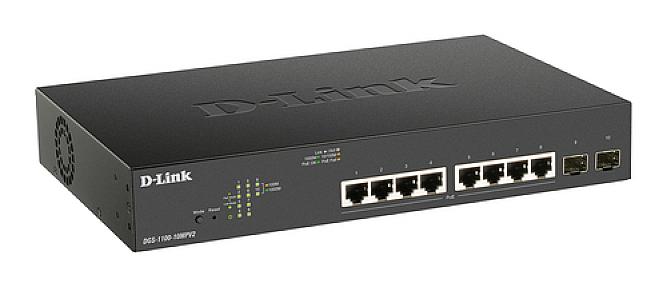 D-Link, 10-Port Gigabit PoE+, Smart Managed Switch