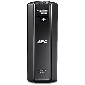 APC Back-UPS RS 1500 UPS front view with LCD display and outlets