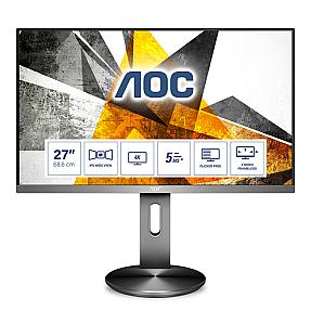 AOC 90 Series U2790PQU 27-inch 4K Ultra HD LED monitor with 3840 x 2160 resolution in black