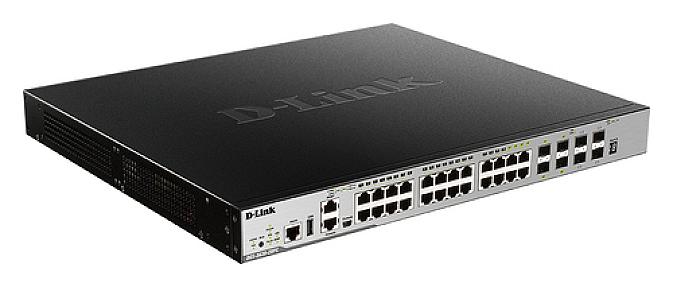 D-Link 24 Port PoE , 4x1000BaseT/SFP, 4x10GE SFP+, L3, Stackable Managed Switch
