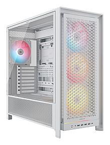 Corsair FRAME 5000D RS ARGB white midi tower PC case with tempered glass side panel and front airflow design visible clearly