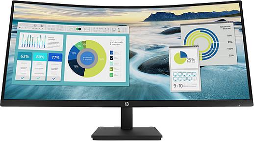 HP P34hc G4 34-inch WQHD USB-C curved LCD monitor with 3440 x 1440 resolution in black