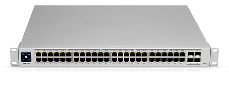 Ubiquiti UniFi Pro 48 port PoE switch rear power and cooling vent view