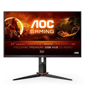 AOC G2 Q27G2U/BK 27-inch Quad HD LED gaming monitor with 2560 x 1440 resolution in black and red