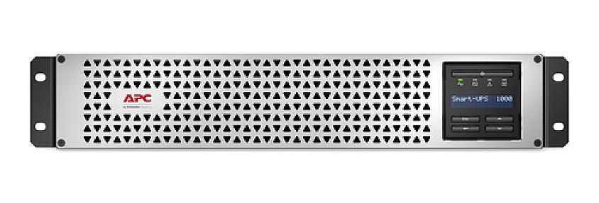 APC Smart UPS 1000VA Li Ion rackmount 2U line interactive UPS front view with LCD display