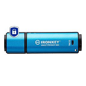Kingston IronKey Vault Privacy 50C, 16GB USB-C AES-256 Encrypted Flash Drive