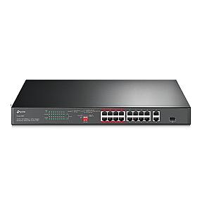 TP-Link 16-Port 10/100 Mbps + 2-Port Gigabit PoE 16-Port PoE+, Unmanaged  Switch