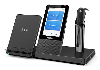 Yealink WH67 UC wireless headset with black ear-hook design for office use