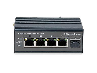 LevelOne 5-Port Gigabit PoE, Industrial Switch, DIN-Rail