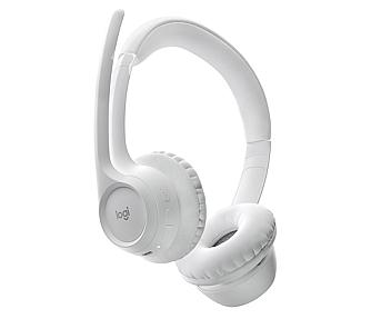 White office headset showing on-ear controls and volume buttons