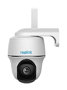 Reolink Go PT Plus wireless 4G LTE 2K pan tilt battery security camera mounted outdoors on wall