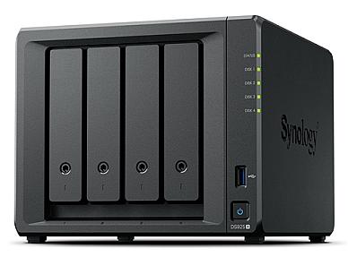 Synology DiskStation DS925+ NAS black front view with 16TB HDD installed