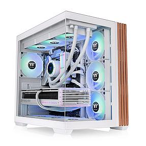 Side view of Thermaltake View 380 WS ARGB PC case showing ARGB fans and dual chamber design