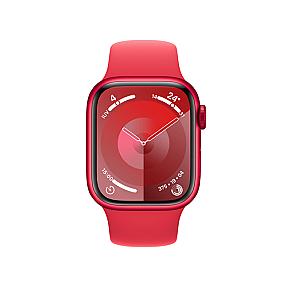 Apple Watch Series 9 PRODUCT RED highlighting always-on display and S9 chip performance