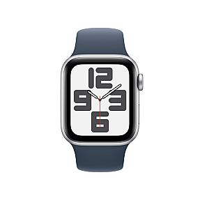 Side view of Apple Watch SE with stainless steel case and magnetic charger
