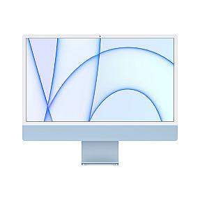 Apple iMac M1 24 inch blue all in one desktop front view with 4.5K Ultra HD display