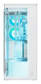 ARCTIC Xtender VG white E ATX PC case front view with high airflow mesh and panoramic tempered glass