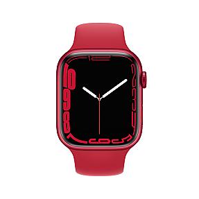 Apple Watch Series 7 red strap with waterproof design and magnetic charging connector