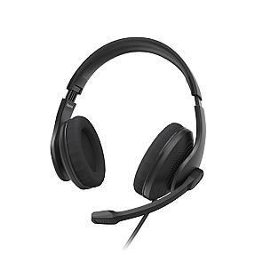 Hama HS-USB300 V2 black wired USB headset with padded earpads