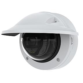Axis 02330-001 Outdoor Digital PTZ IP Camera Wired Multilingual EN Compliant mounted on parking lot ceiling view