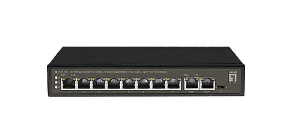 LevelOne FGP 1031 Gigabit PoE Unmanaged Switch with 8 PoE ports and 2 uplinks