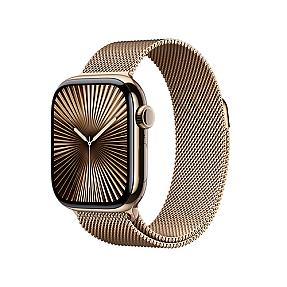 Side view of Apple Watch Series 10 GPS Cellular in Gold Titanium case
