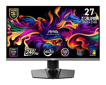 MSI MAG 272UP QD-OLED X24 26.5-inch 4K Ultra HD gaming monitor with QD-OLED display and 3840 x 2160 resolution in black