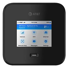 NETGEAR Nighthawk M7 Pro 5G Wi-Fi 7 mobile router in black for fast portable internet connectivity