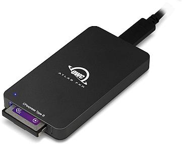 OWC Atlas FXR CFexpress Type B card reader with Thunderbolt port