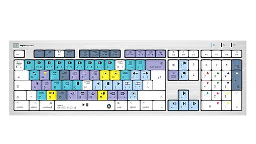 Logickeyboard DaVinci Resolve full size wired keyboard silver UK layout