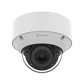 Hanwha QNV-C8083R dome surveillance camera with IR night vision and weatherproof white housing
