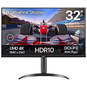 LG 32-inch 4K Ultra HD VA LCD monitor with 3840 x 2160 resolution in black