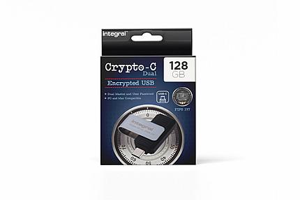 Integral 128GB, AES 256-bit Dual Password 160MB/s Encrypted USB-C Flash Drive