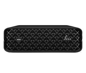 HP Z2 Mini G9 workstation front view with sleek black chassis