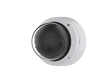 Axis P3827-PVE 7 MP panoramic PTZ IP security camera mounted on ceiling for indoor surveillance