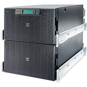 APC Smart-UPS RT 20kVA rear view showing 2 IEC jumpers and 8 C19 outlets