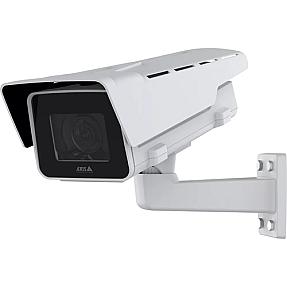 Axis P1385-E wired indoor PTZ IP security camera mounted on ceiling for office or warehouse surveillance