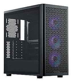 Cooler Master Elite 502 black midi tower showing front mesh panel and airflow