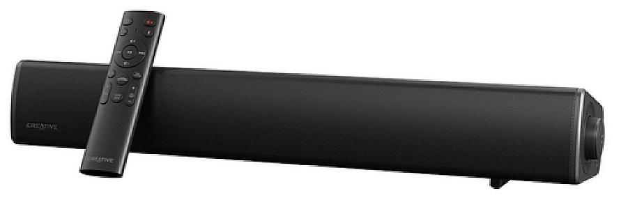Creative Labs Sound Blaster GS5 soundbar with RGB lighting on black tabletop
