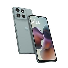 Motorola moto g56 5G front and rear view showing 50MP quad camera array and 6.72-inch display