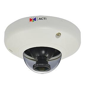 ACTi E96 indoor wired dome IP security camera, 5MP, 180° fisheye, PoE, IK08 vandal-proof, white