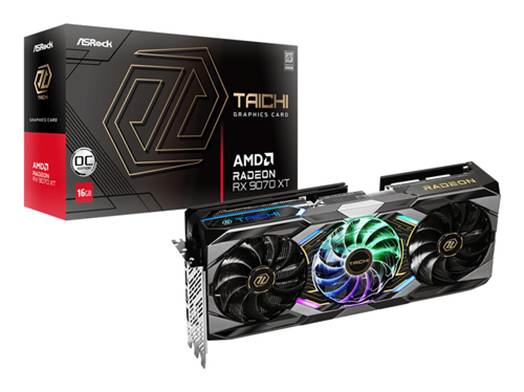 Asrock Taichi Radeon RX 9070 XT OC, 16 GB, GDDR6, PCI Express 5.0 x16 Graphics Card